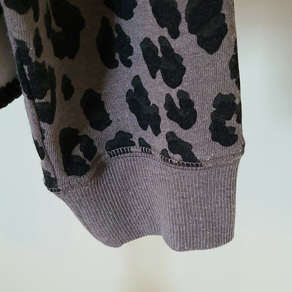 Lucky Brand Hoodie Women's S Gray Black Leopard Print Cropped Athleisure Active - Picture 6 of 11